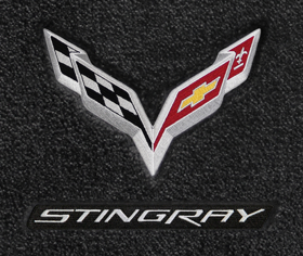 819290-3 Cross Flags With Stingray Silver (App) コルベットフロアマット